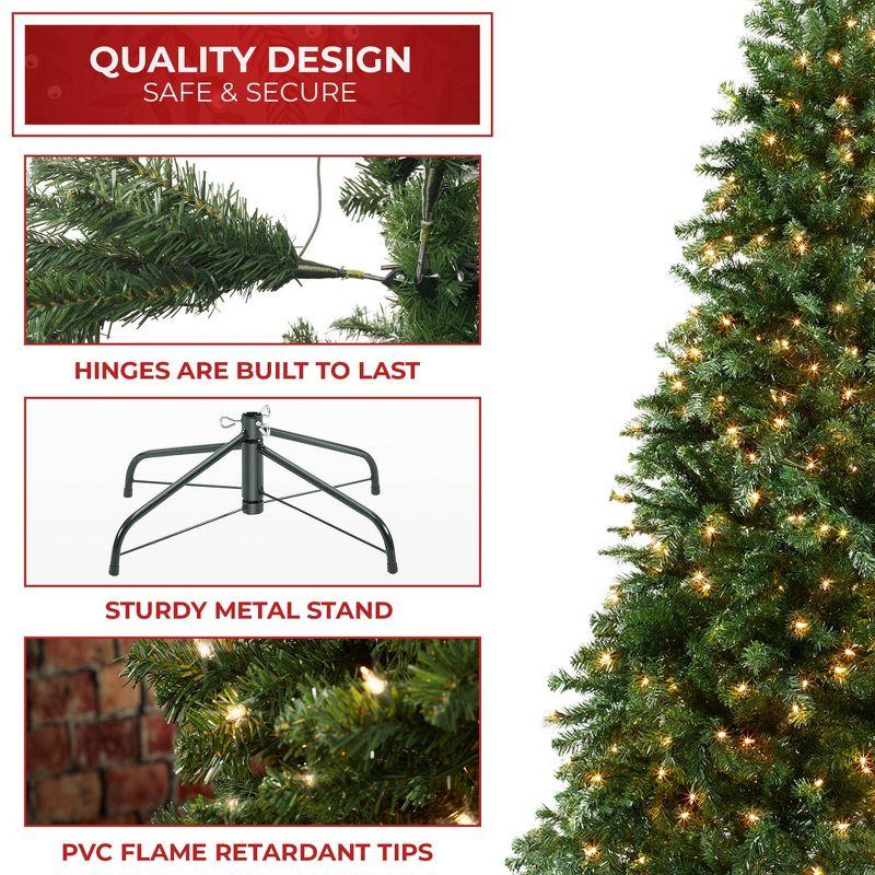 Casafield Realistic Pre-Lit Green Spruce Artificial Holiday Christmas Tree with Sturdy Metal Stand