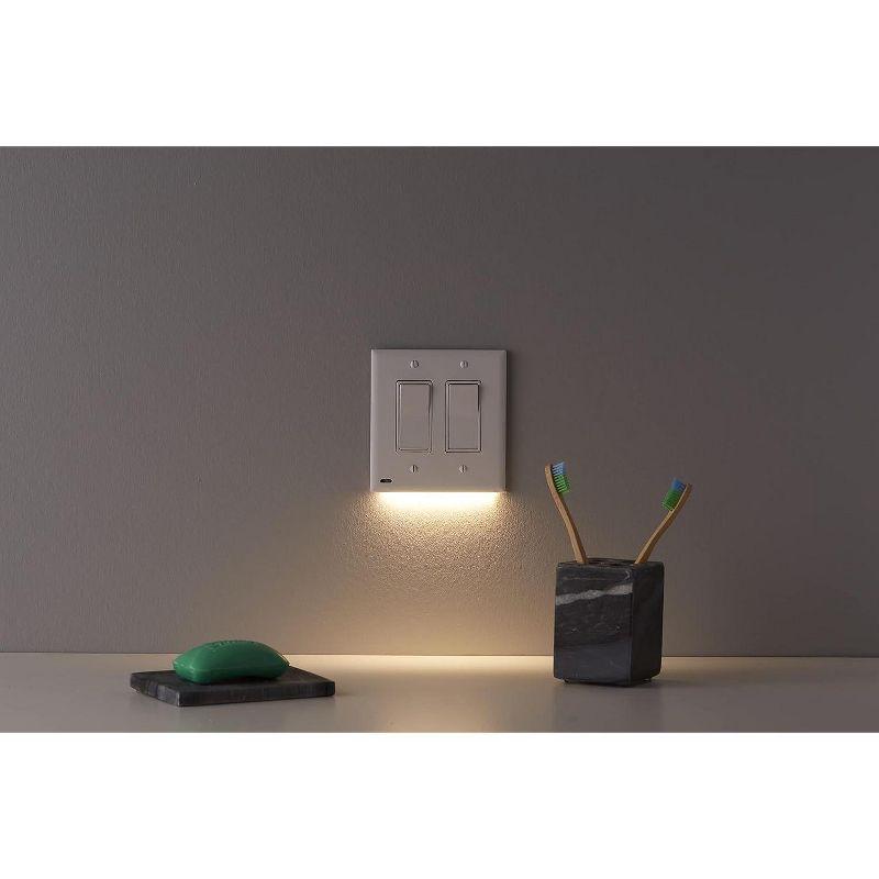 SnapPower SwitchLight Double-Gang Wall Plate Night Light - Bright / Dim / Off Sensor - Toggle, Ivory (1 Pack)