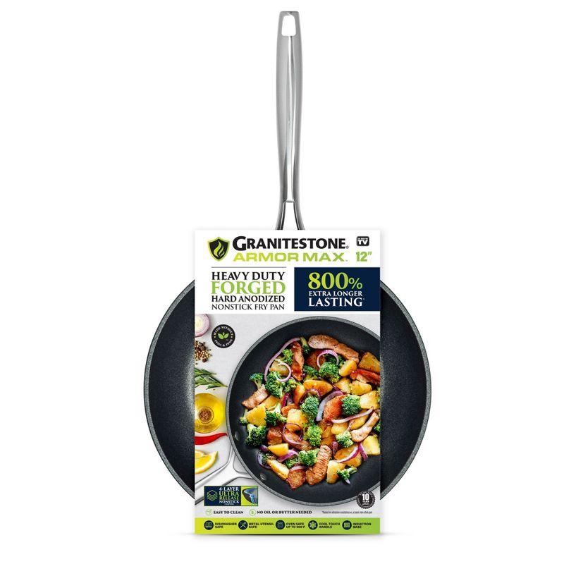 Granitestone Armor Max 12'' Hard Anodized Ultra Durable Nonstick Fry Pan, Oven & Dishwasher Safe