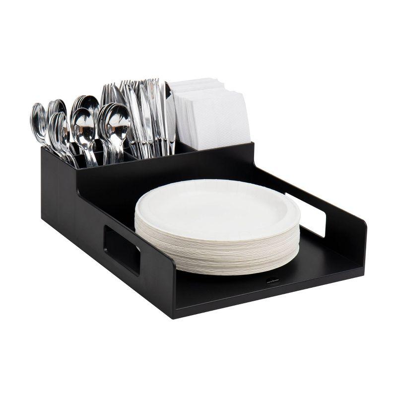 Mind Reader Utensil Napkin & Plate Holder Silverware Organize Black: Coffee Station Caddy, Metal & Plastic, 4.5" Height