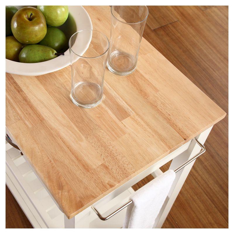 Crosley Natural Wood Top Kitchen Cart/Island with Optional Stool Storage  White : Solid Hardwood, Mobile Storage