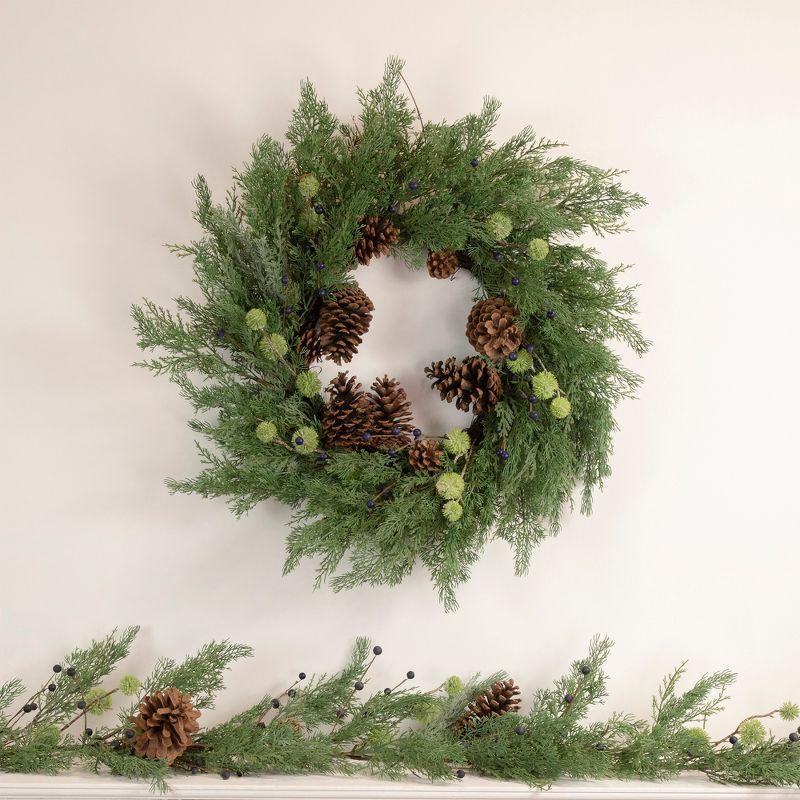 Northlight Pinecones and Blueberries Artificial Christmas Wreath, 28-Inch, Unlit