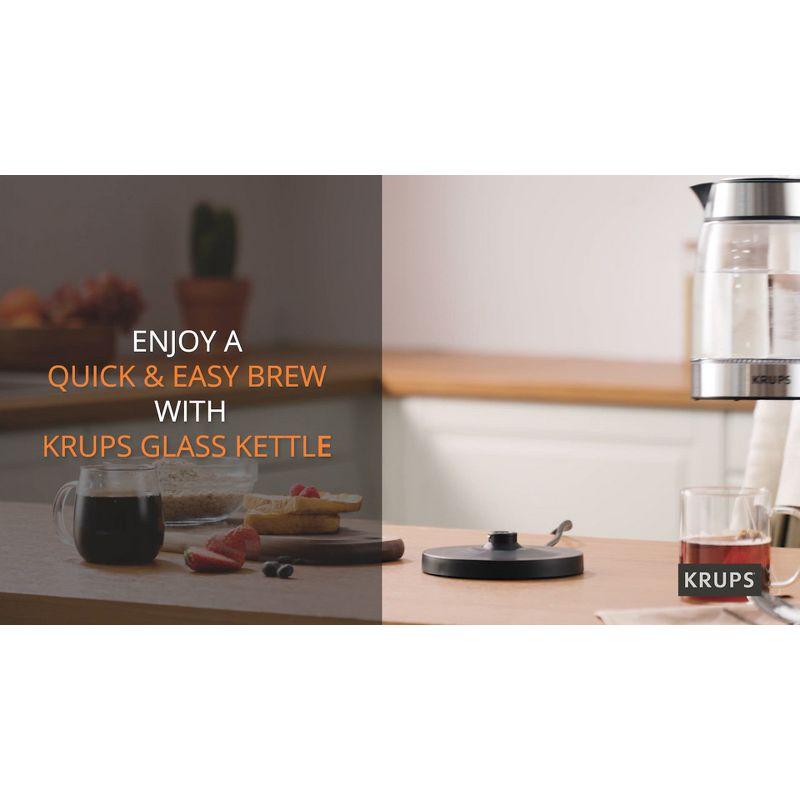 Krups 1.7L Glass Electric Kettle with Stainless Steel Accents