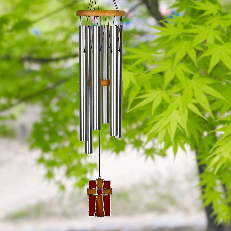 Amazing Grace 28" Stained Glass Wind Chime with Ash Wood Top