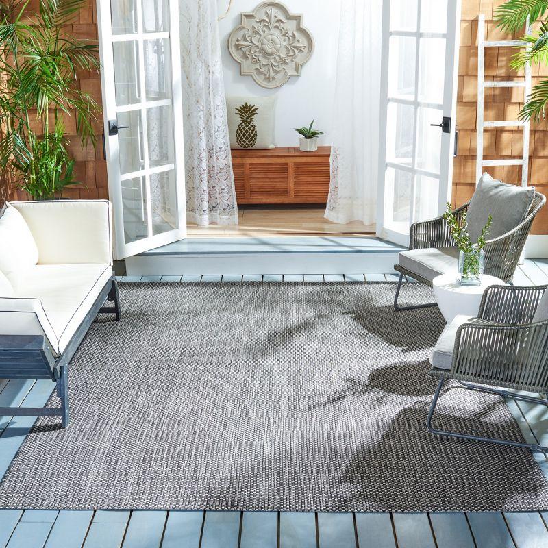 Courtyard CY8521 UV & Stain Resistant Non-Shedding Power Loomed Indoor/Outdoor Area Rug - Black/Beige - 9'x12' - Safavieh