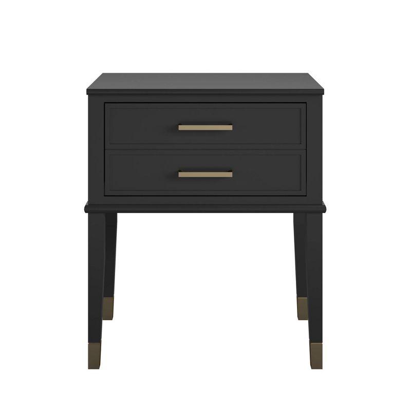 Black Wood End Table with Faux-Dual Drawer Storage