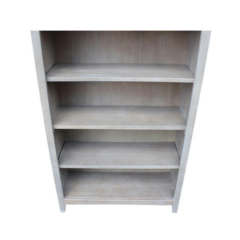 48" Shaker Bookshelf Washed Gray/Taupe - International Concepts: Solid Wood, 3-Shelf Storage