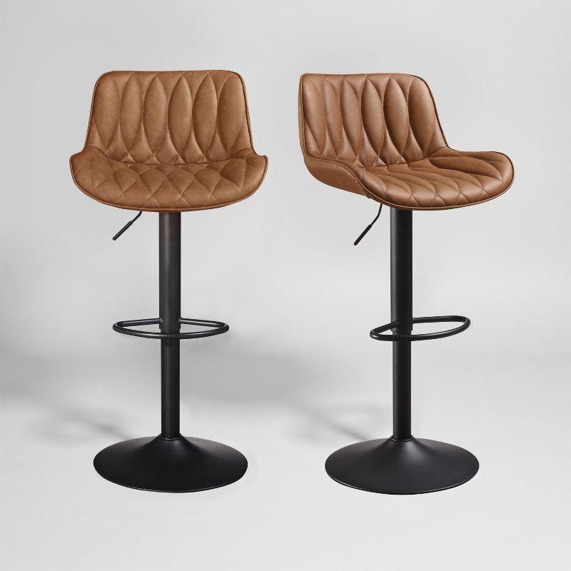 walsunny Swivel Upholstered Adjustable Height Counter Stool with Metal Frame (Set of 2)