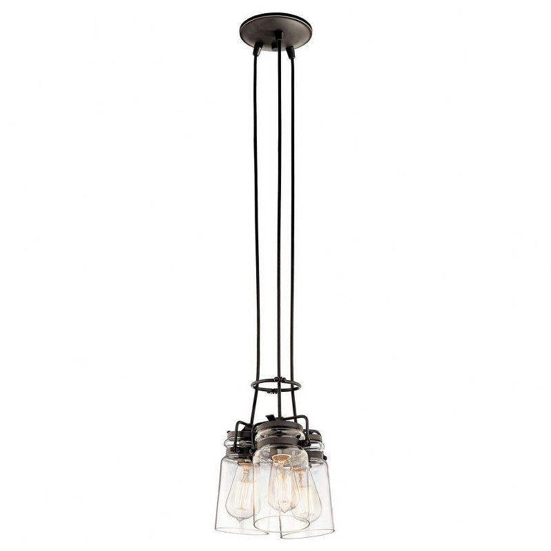 Brinley 7.75" 3 Light Pendant with Clear Glass Brushed Nickel