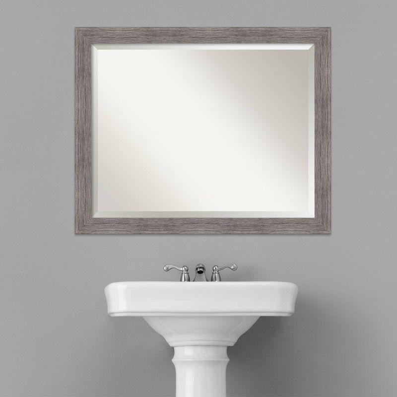 Pinstripe Plank Gray Sleek Rectangular Vanity Wall Mirror