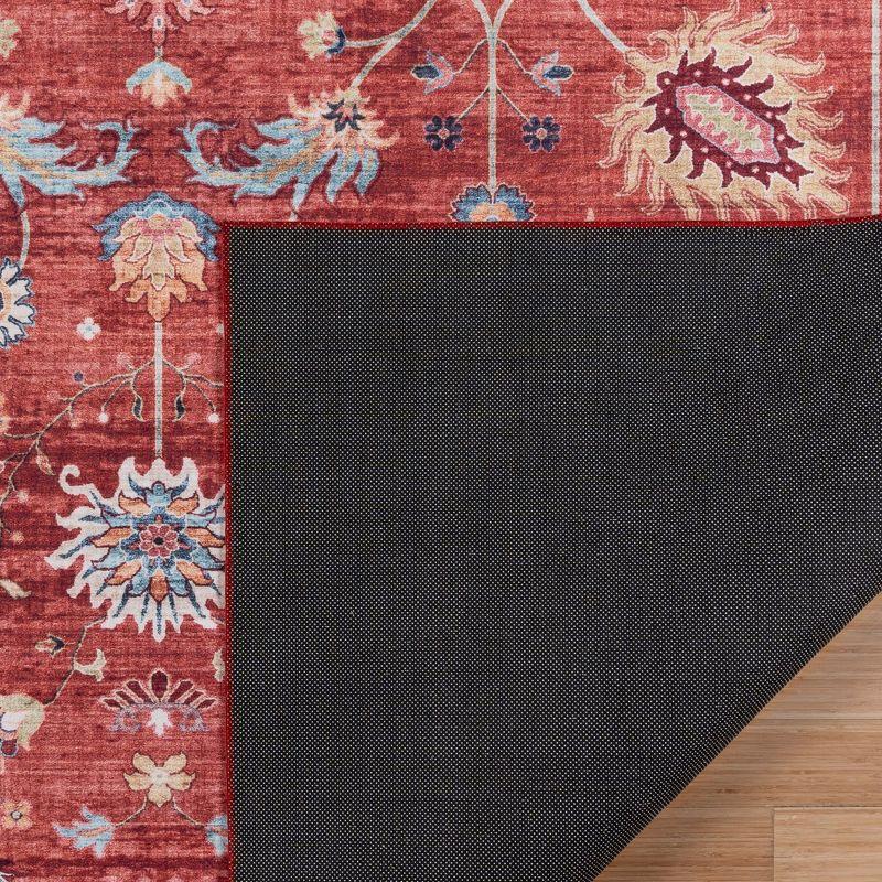 Gertmenian Crystal Print Cullen Red Cream Multi Traditional Transitional Casual Floral Washable Digital Print Indoor Area Rug