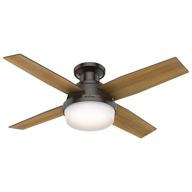 Hunter Fan Dempsey Low Profile 44" 4 - Blade Indoor Flush Mount Small Room Ceiling Fan with Lights and Remote