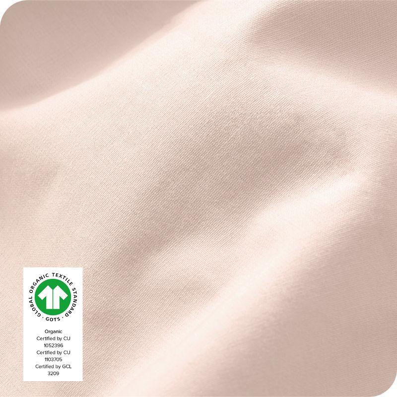 300 Thread Count Organic Cotton Percale Twin Fitted Sheet Dusty Pink by Bare Home