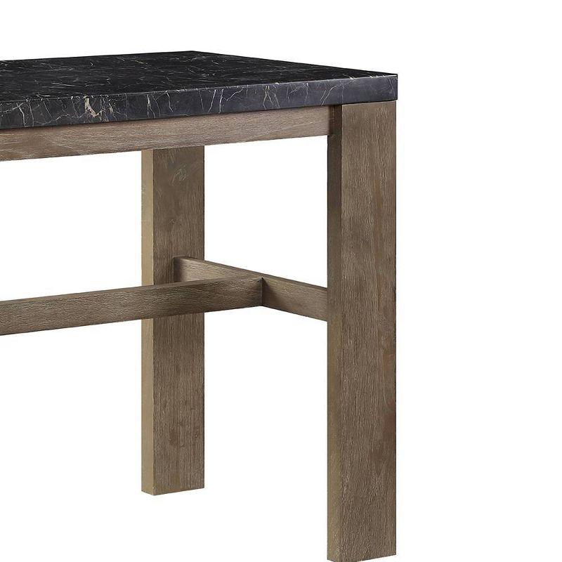 Transitional Oak and Marble 55'' Counter Height Dining Table