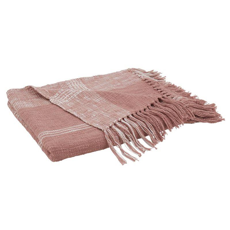 50"x70" Oversized Plaid Cotton Throw Blanket Rose Pink - Saro Lifestyle: Soft, Cozy, Traditional Weave