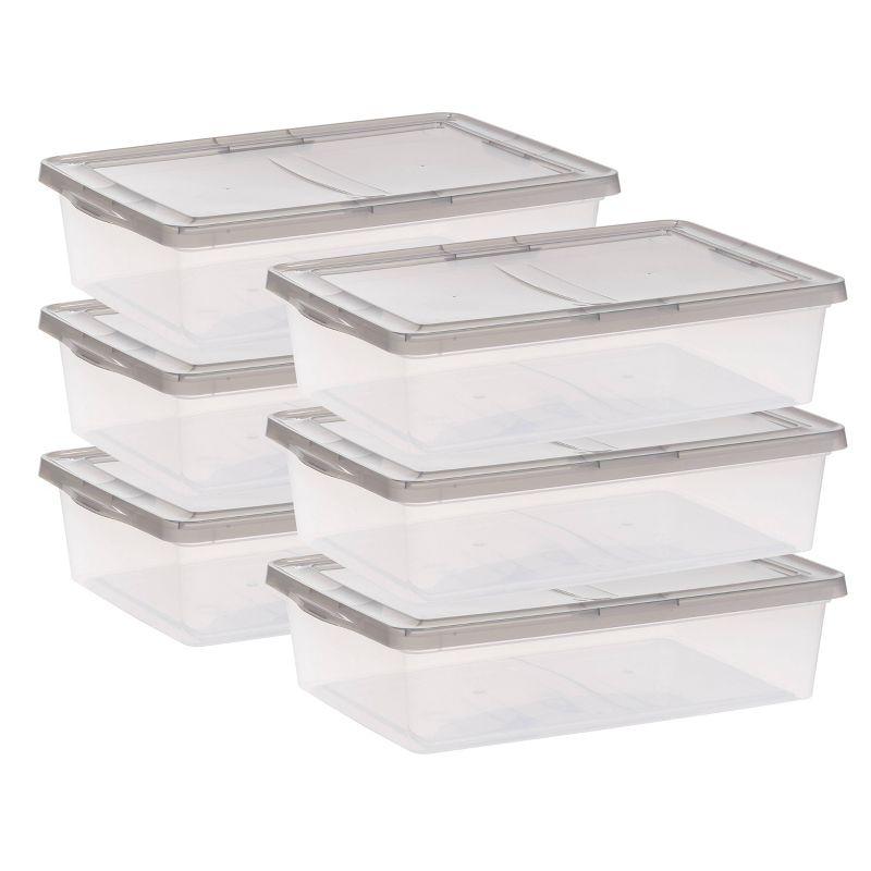 Clear Stackable Plastic Underbed Storage Bins with Lids, Set of 6