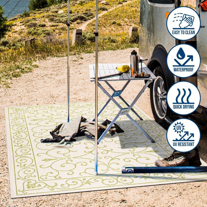 9' x 12' Charleston Vintage Filigree Textured Weave Indoor/Outdoor Area Rug, Cream/Green - JONATHAN Y