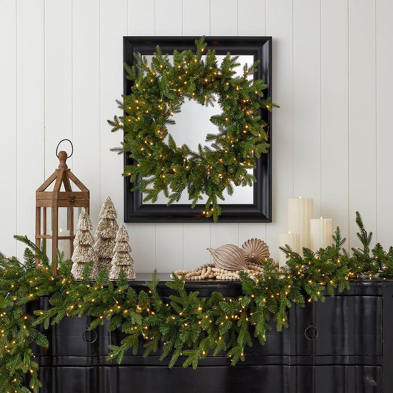 9' Dandan Flocked and Plug-In Pine Pre-Lit Garland with Lights