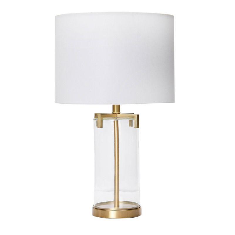 Edison 26.5" White Drum Shade Glass Table Lamp with Gold Accents