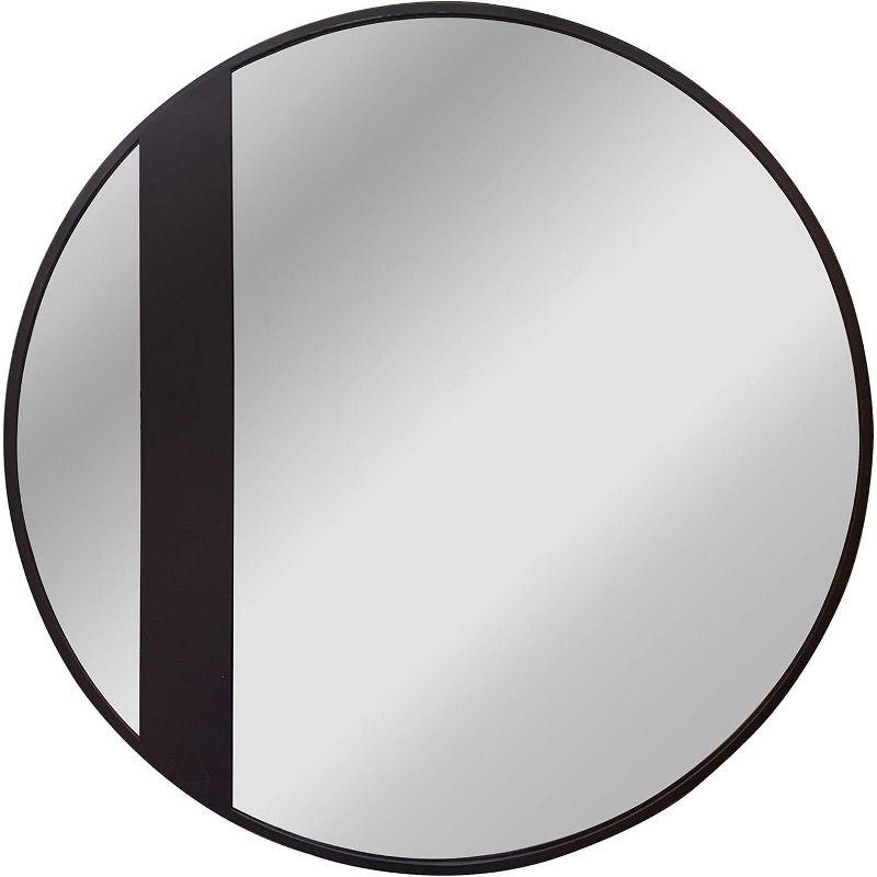 Chloe Lighting Reflection Black Finish Round Framed Wall Mirror 30 Inch Height