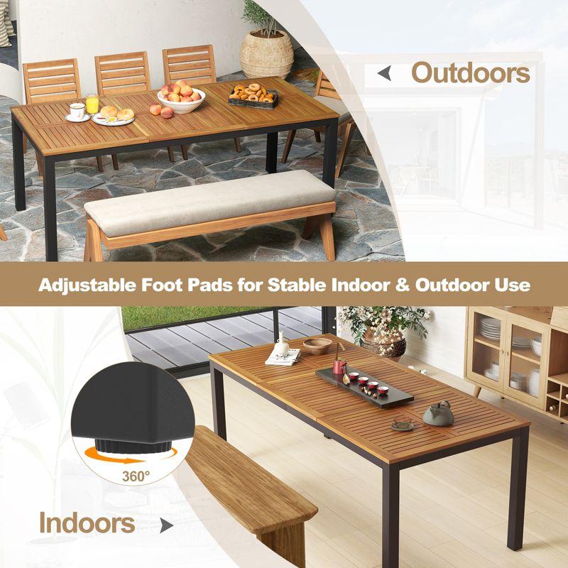 Costway 79" Acacia Wood Patio Table 8-Person Outdoor Dining Table with Umbrella Hole