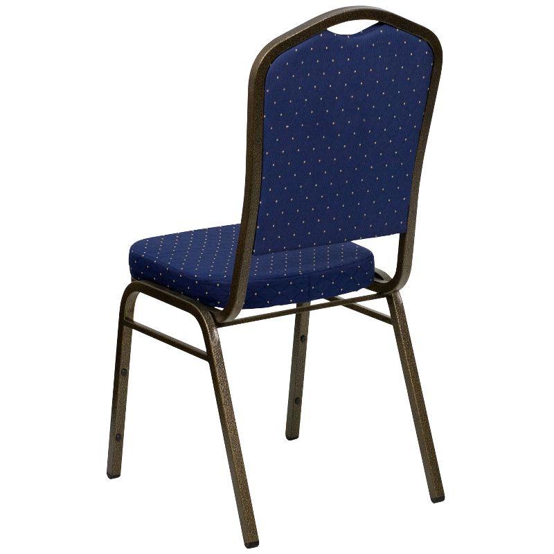 Navy Blue Dot Patterned Fabric Banquet Chair with Gold Vein Frame