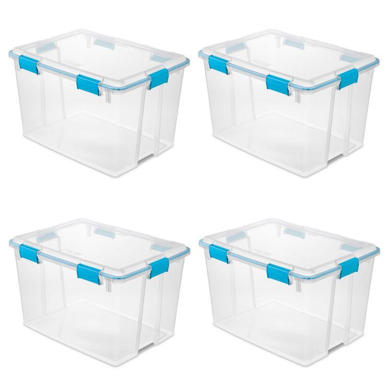 Sterilite 120qrt. Multipurpose Clear Plastic Storage Container Box with Latching Lids and 2 Rear Wheels