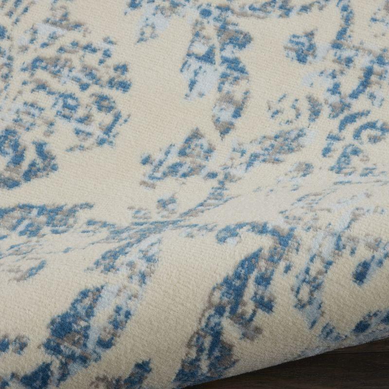 Jubilant JUB09 Area Rug Farmhouse Vintage Damask By Nourison Ivory Blue 7' x 10'