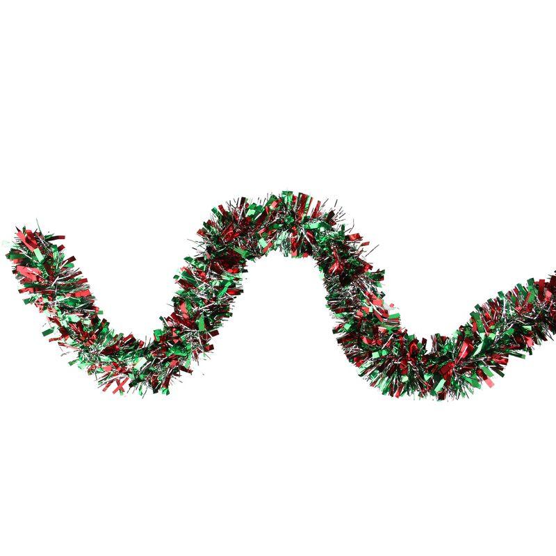 12' Green and Red Metallic Tinsel Christmas Garland