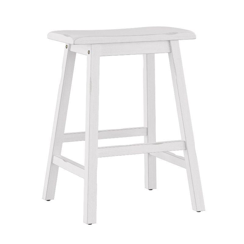 Sea White 24" Backless Saddle Wood Counter Stool