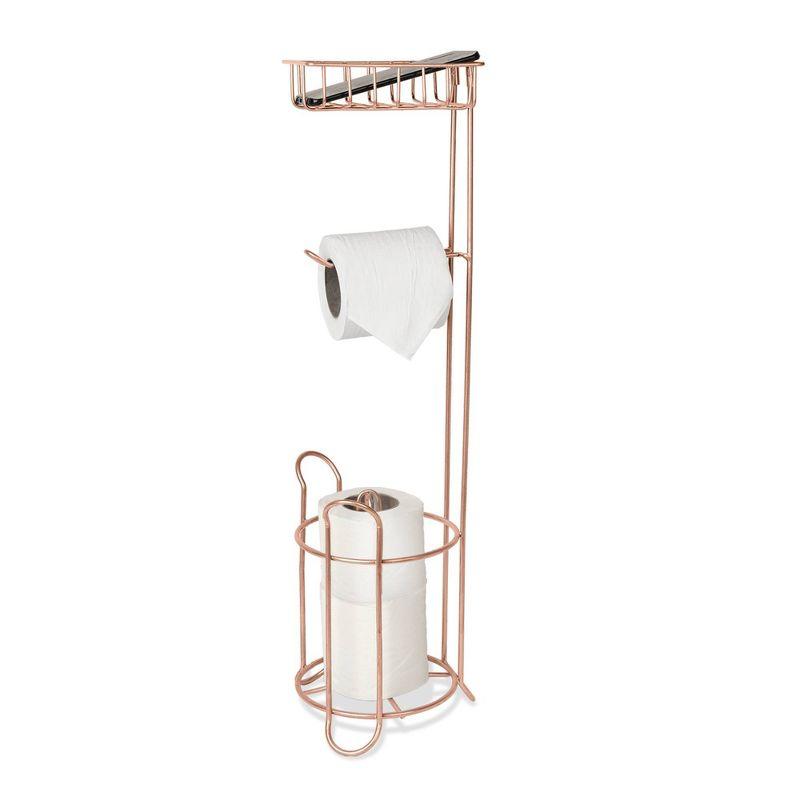 Copper Freestanding Tissue Roll Holder with iPhone Storage