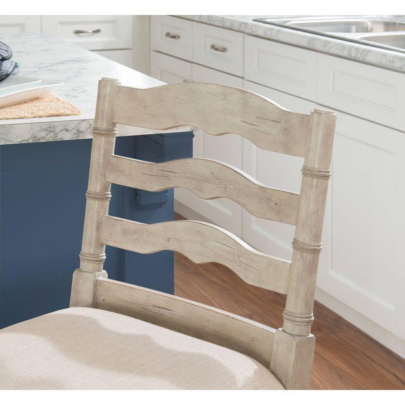 24" Marino Padded Seat Counter Height Barstool Upholstered Seat and Back White - Linon: Rubberwood Frame, Foam Fill, Ladder-Back Design