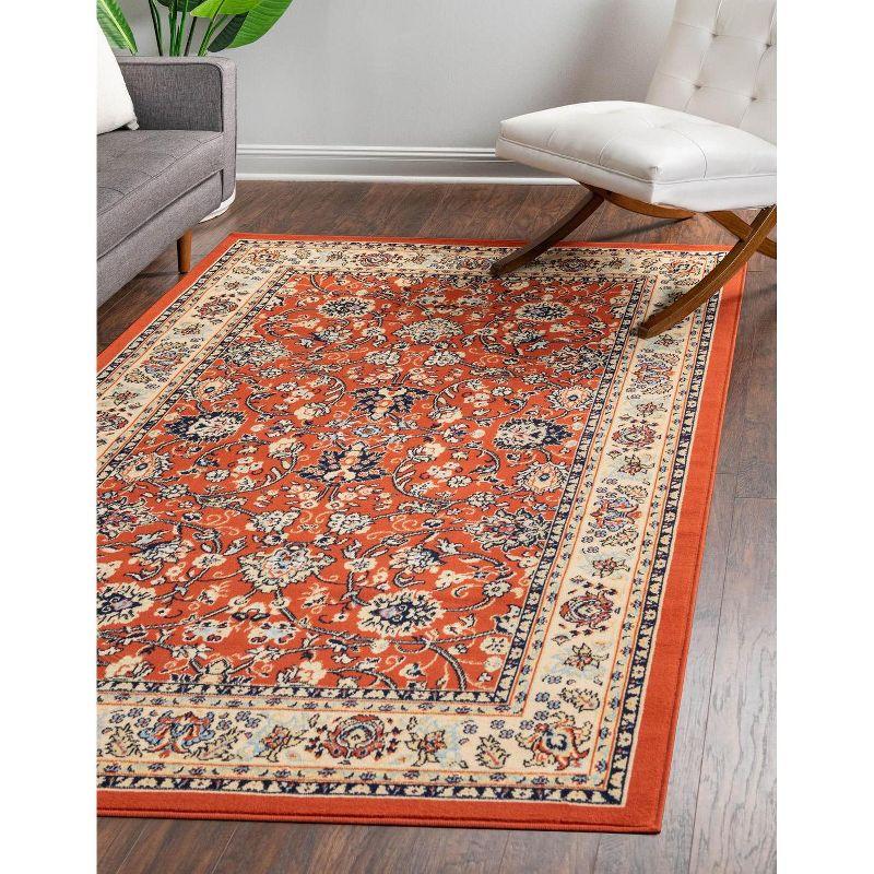 Terracotta and Ivory 9' x 12' Easy-Care Synthetic Area Rug