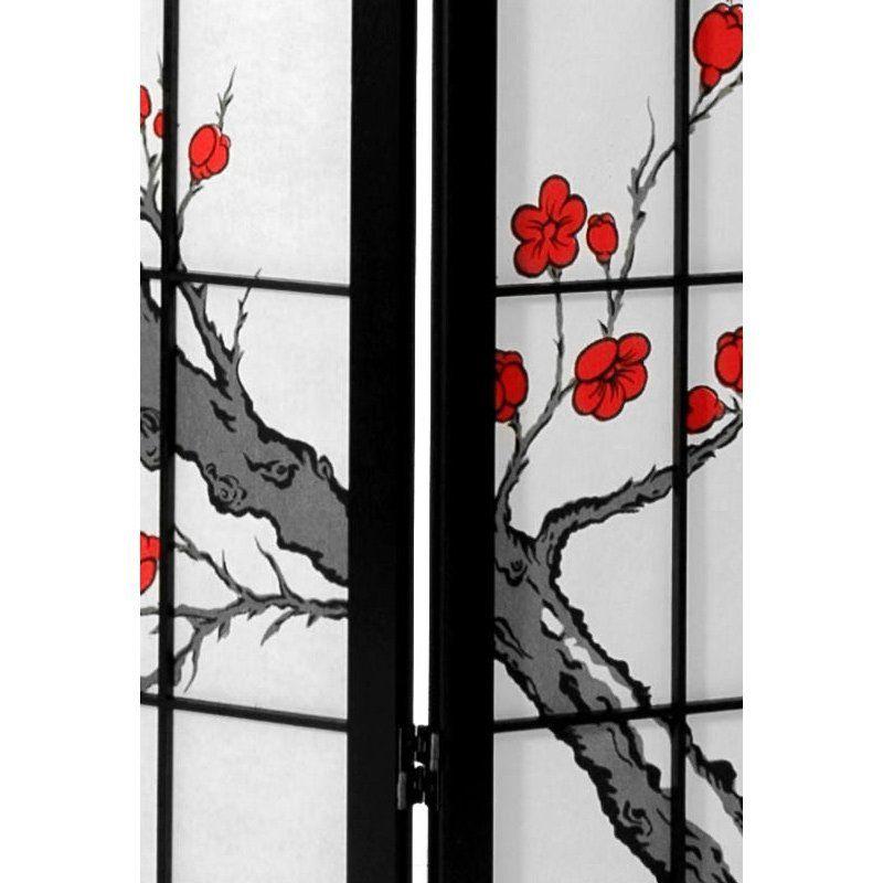 Oriental Furniture 6' Tall Blossom Shoji Screen 3 Panels Black: Japanese Style Privacy & Decor