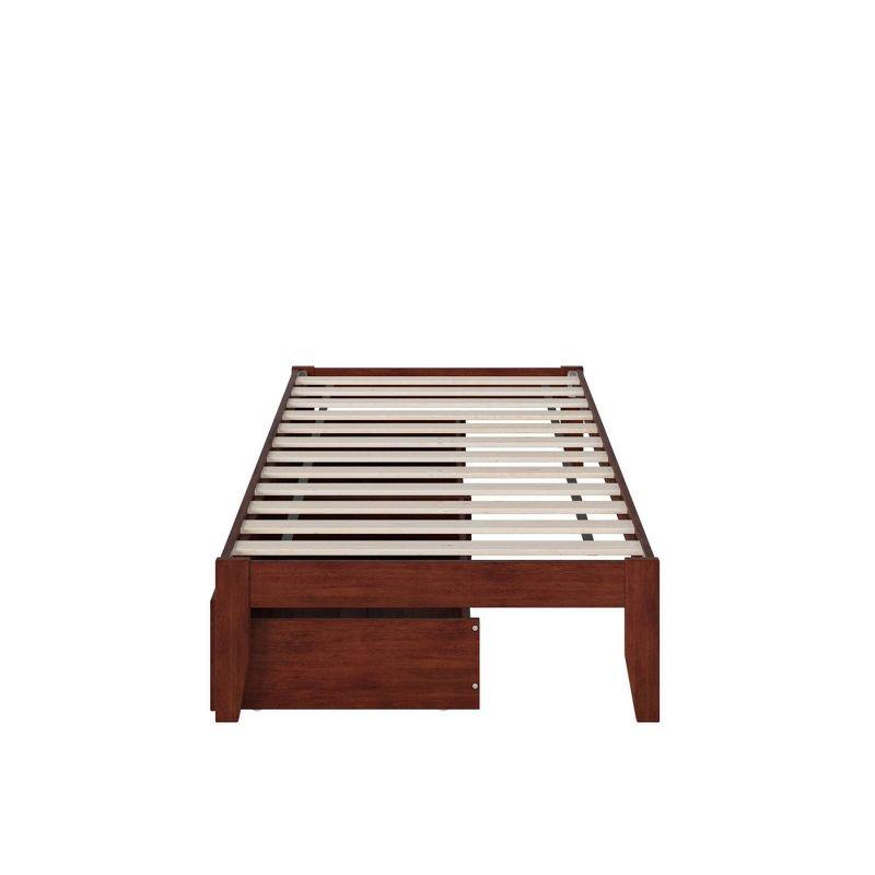 Symmetrical Colorado Twin Bed with USB Charger and Storage Drawers, Walnut