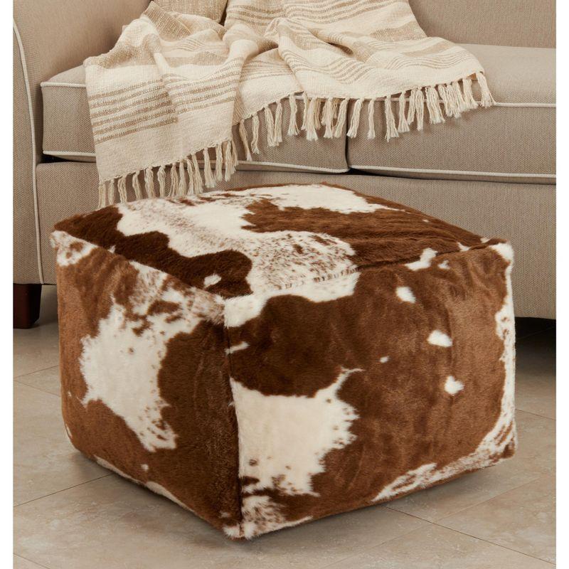 Saro Lifestyle Faux Fur Cow Hide Pouf