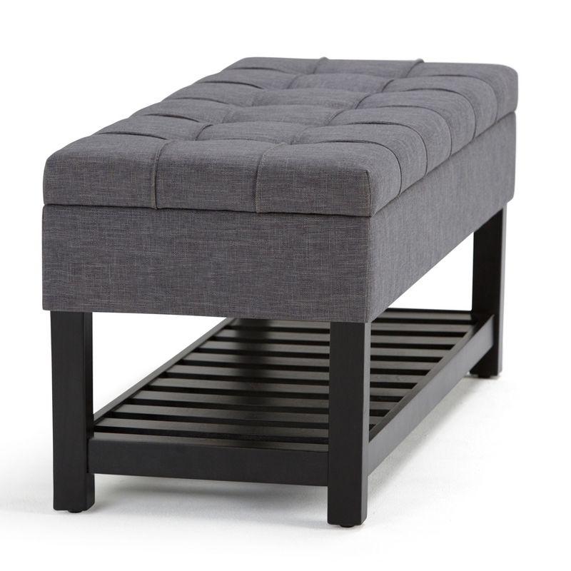 Simpli Home Saxon 43"W Tufted Transitional Storage Ottoman Bench with with Lift-Top Lid