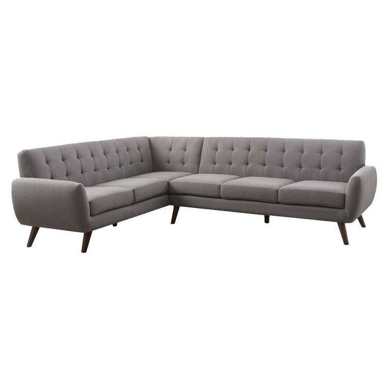 108" Essick Sectional Sofa Light Gray Linen - Acme Furniture: Contemporary L-Shaped, Tufted Back, Includes Pillow