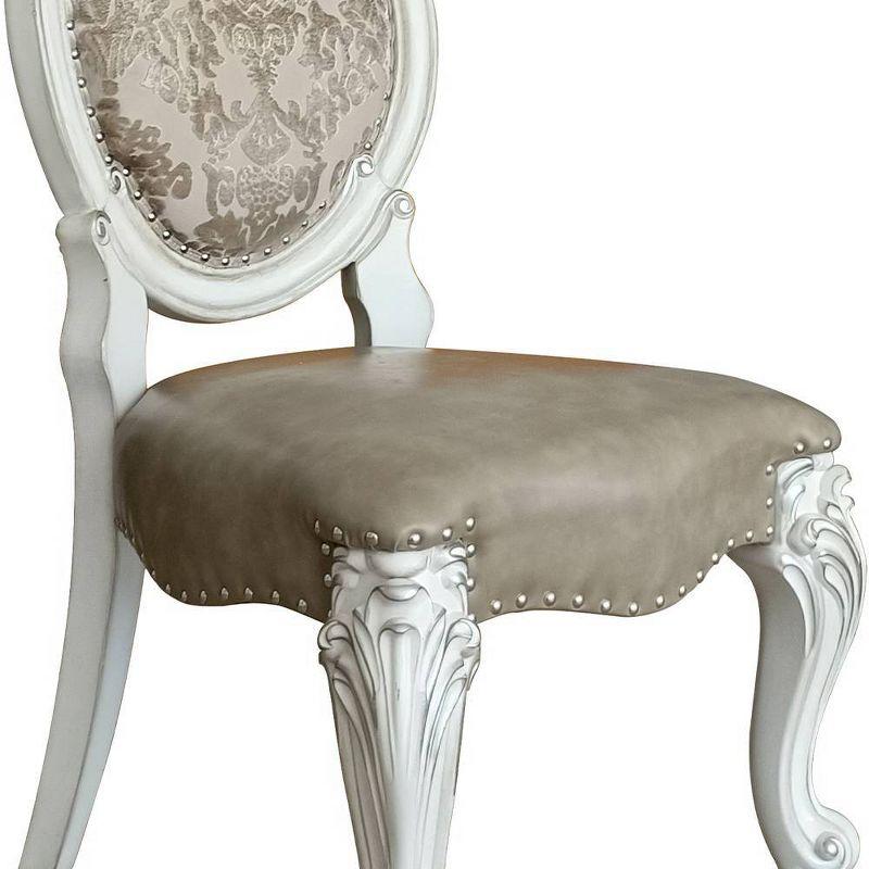 Versailles White Faux Leather Upholstered Side Chair with Wood Frame