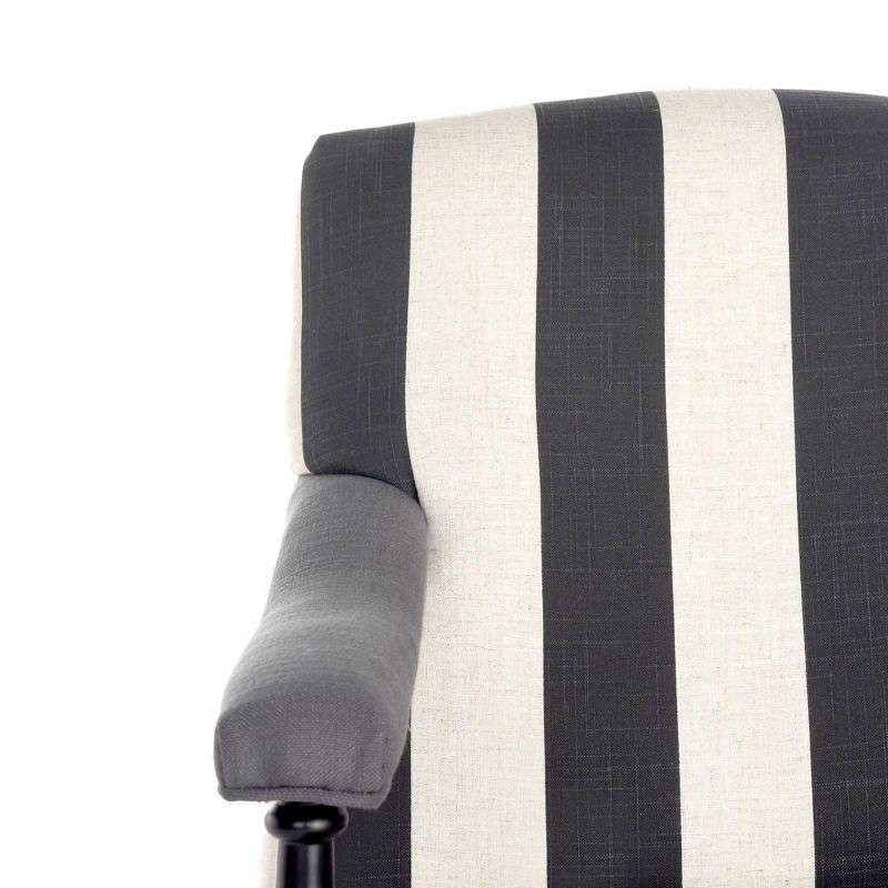 Contemporary White and Black Striped Wood Accent Arm Chair