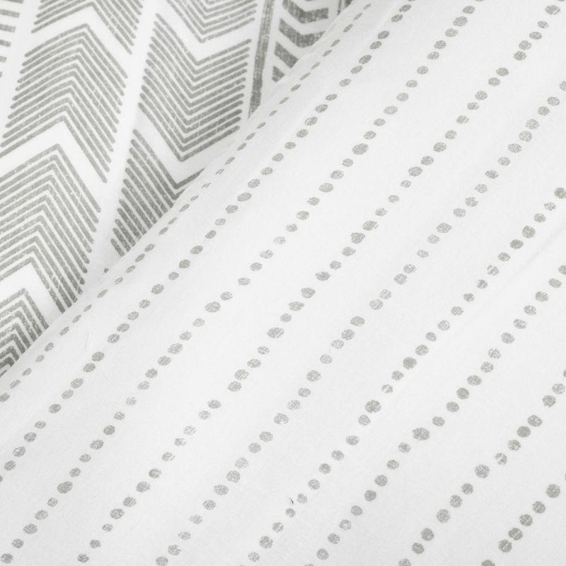 3pc King Hygge Geo Duvet & Sham Set Gray/White - Lush Décor: Cotton, Reversible, Inner Ties, 460 Thread Count
