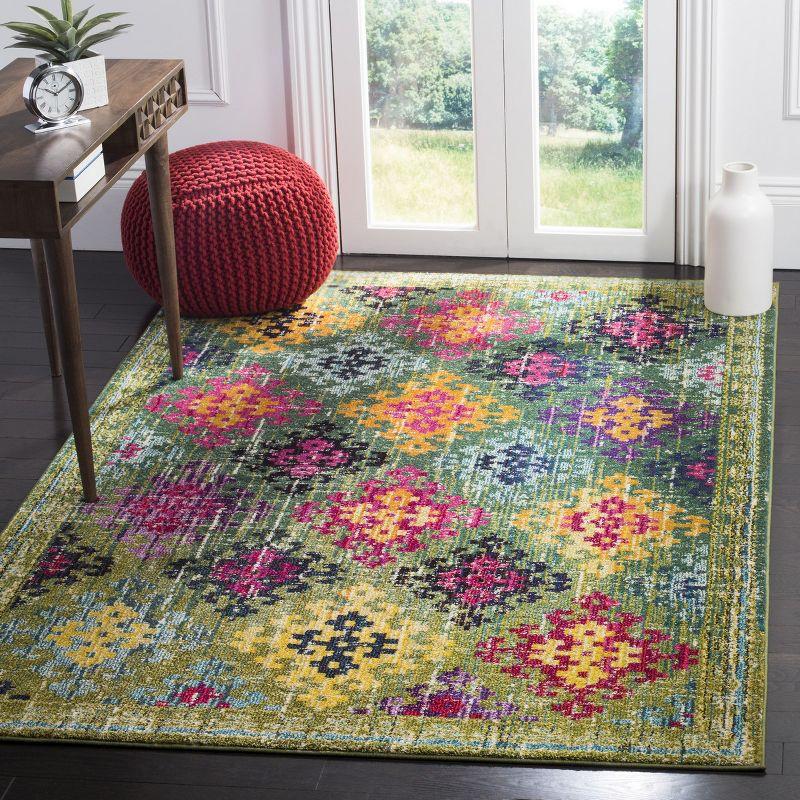 Monaco MNC244 Power Loomed Indoor Accent Rug - Green/Multi - 3'x5' - Safavieh.