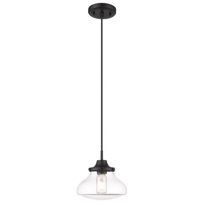 Nash Matte Black and Clear Glass 8" Transitional Pendant Light