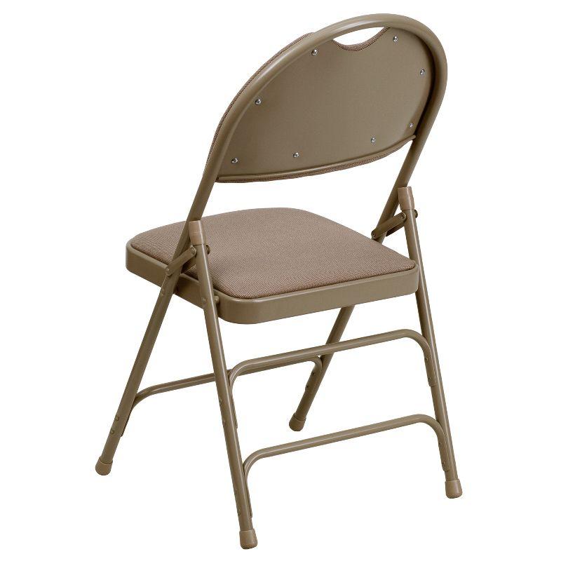 Flash Furniture 2 Pack HERCULES Series Ultra-Premium Triple Braced Beige Fabric Metal Folding Chair with Easy-Carry Handle