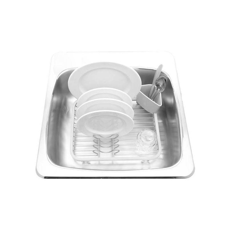 White Metal In-Sink Dish Rack with Utensil Cup