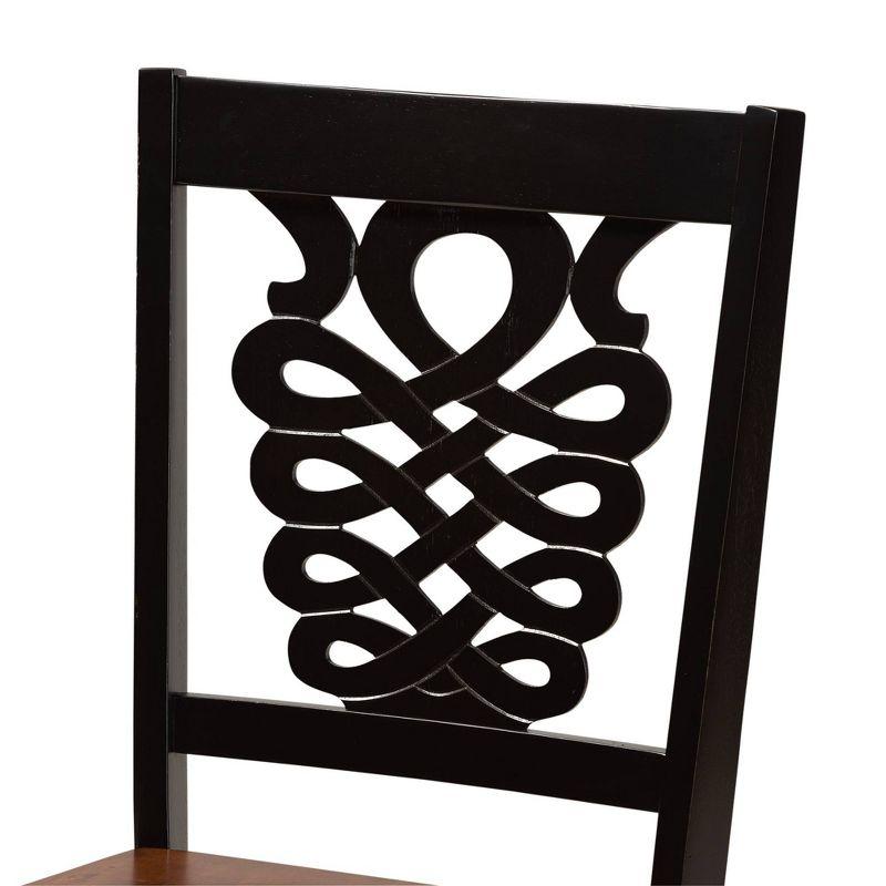 2pc Wood Gervais Two-Tone Dining Chair Set Dark Brown - Baxton Studio