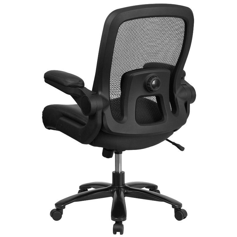 Hercules High-Back Executive Swivel Chair with Adjustable Arms in Black Leather/Mesh