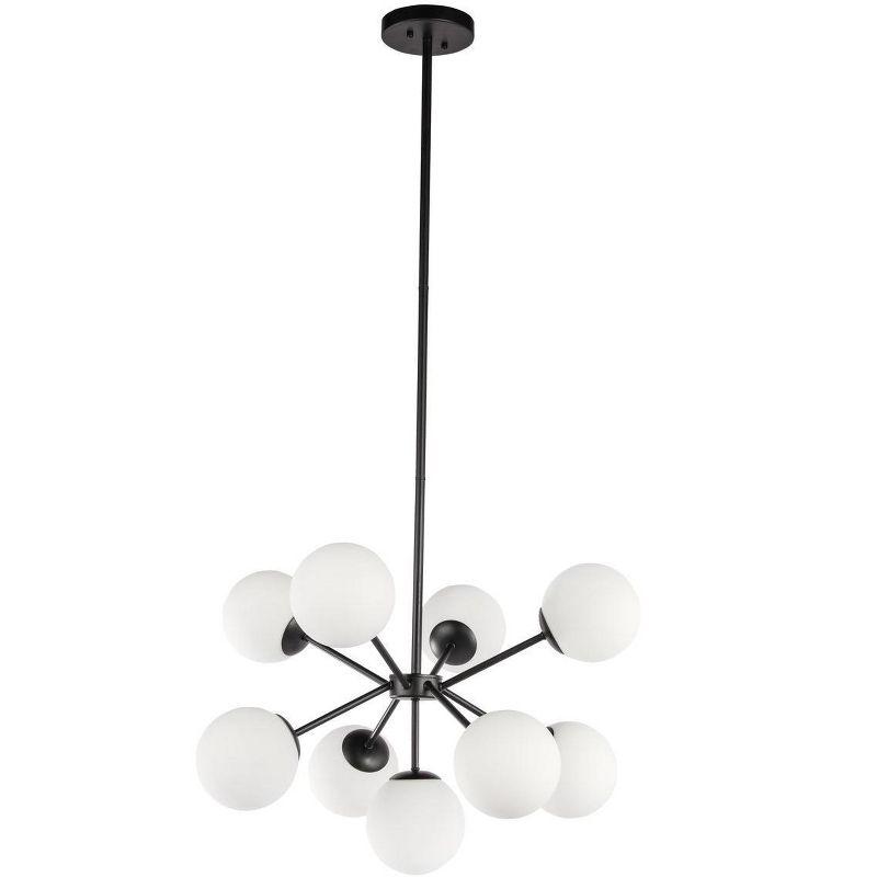 Elegant Lighting Jupiter 9 light Black and Frosted White glass pendant
