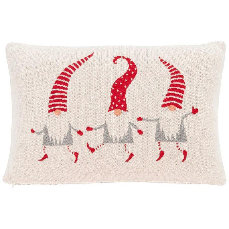 Red and White Cotton Christmas Accent Pillow