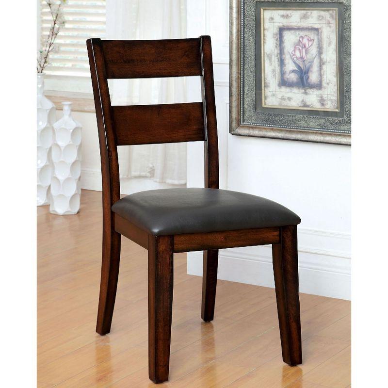 Simple Relax Set of 2 Faux Leather and Wood Dining Side Chairs in Dark Cherry